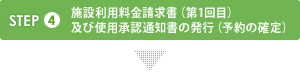 施設利用料金請求書（第1回目）及び使用承認通知書の発行（予約の確定）